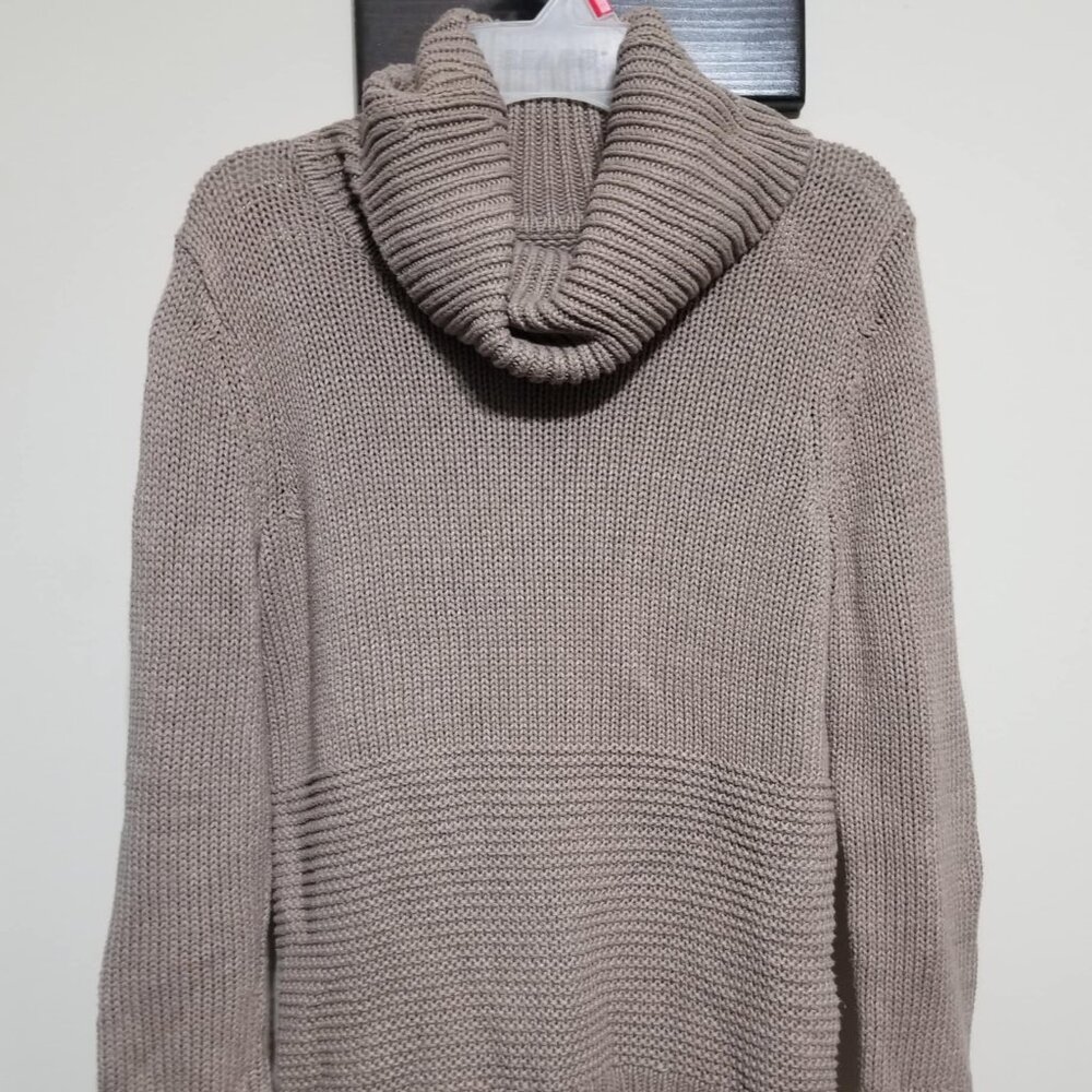 GAP Sweater Cotton Beige Size XS Casual Cowl Turtleneck Tunic Casual